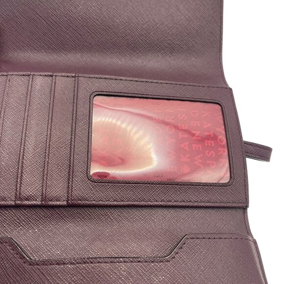 Kate Spade Saffiano Burgundy Leather Women's Phone Case Wallet Wristlet 6" - Picture 9 of 13